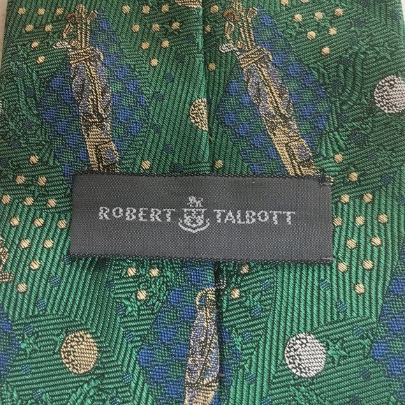 ROBERT TALBOTT GREEN GOLF SILK TIE - Picture 3 of 11